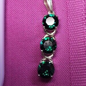 Swarovski Emerald Crystal Trilogy Sterling Silver Pendant